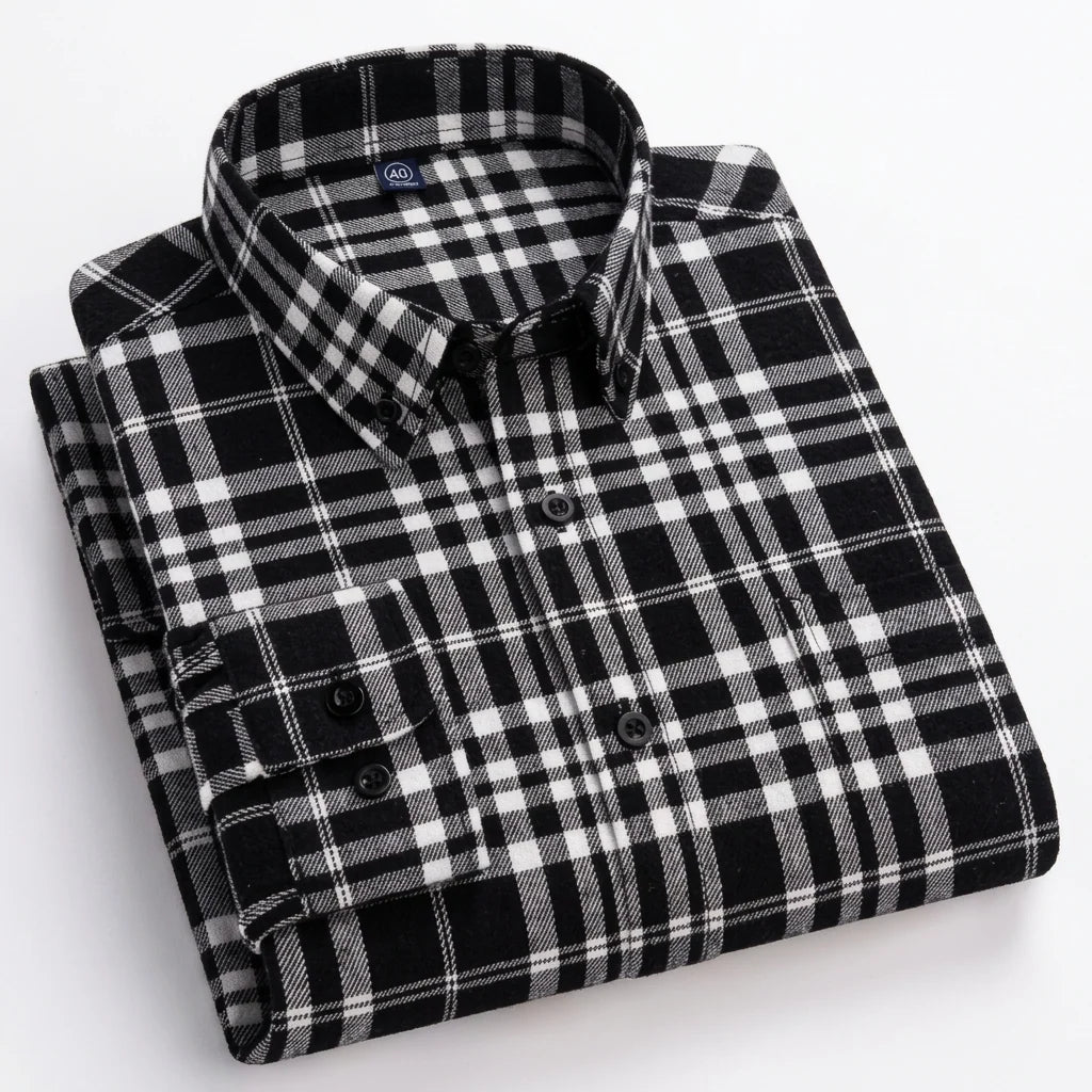 Aiden | Men's Plaid Long-Sleeve Button-Down Shirt