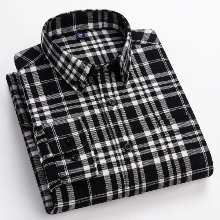 Aiden | Men's Plaid Long-Sleeve Button-Down Shirt