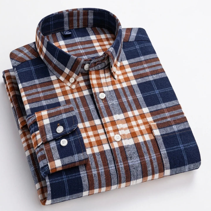 Aiden | Men's Plaid Long-Sleeve Button-Down Shirt