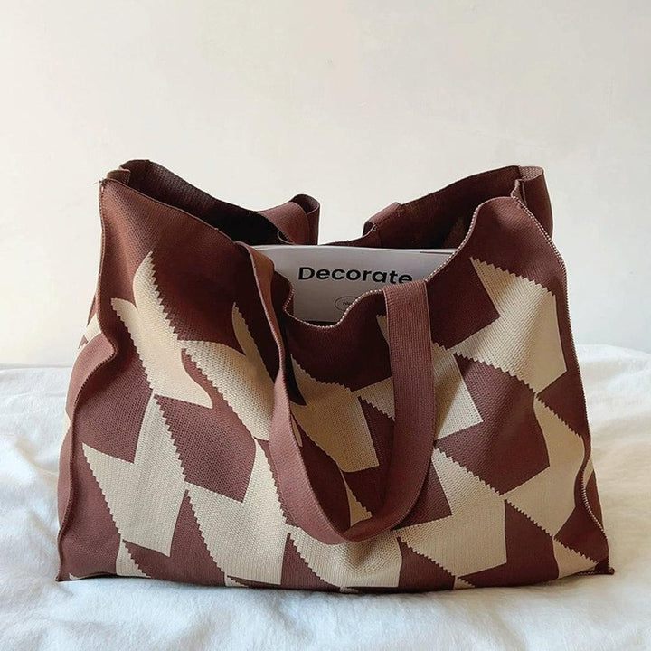 Graphic Print Oversized Canvas Tote Bag Beige Pink - Braun