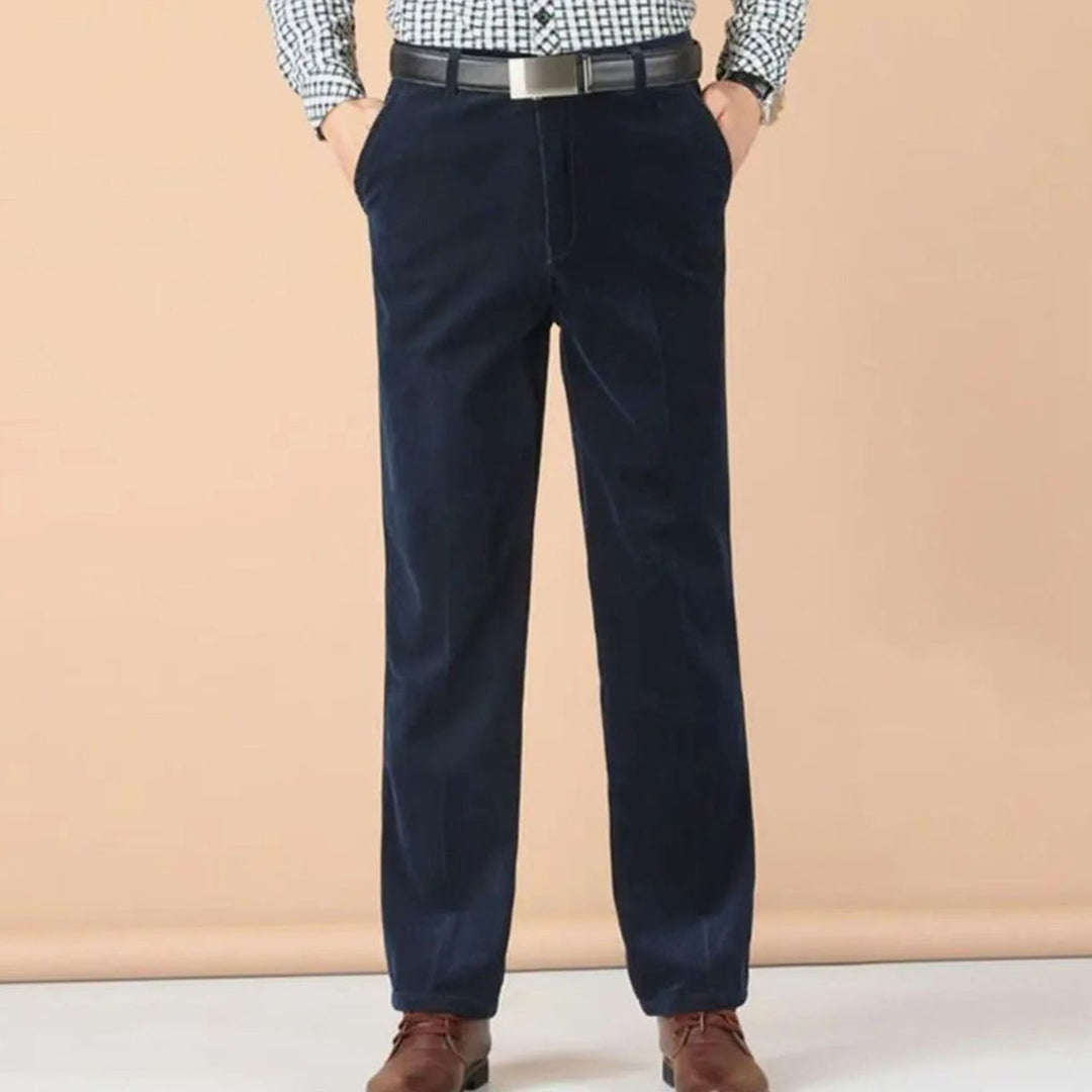 Men's Black Velvet Straight-Leg Dress Pants - Royal Blue