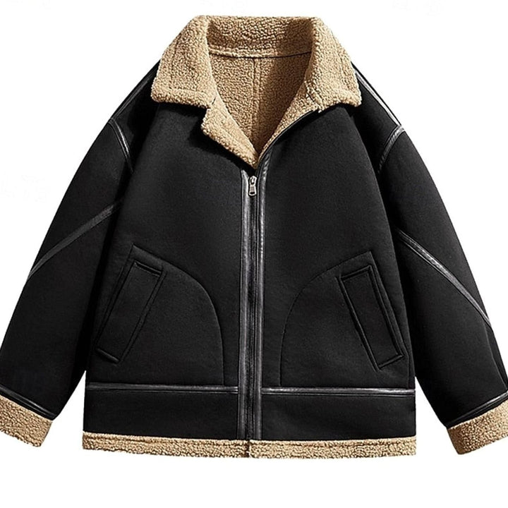 Men's Bomber Jacket Sherpa-Lined Suede Aviator Coat