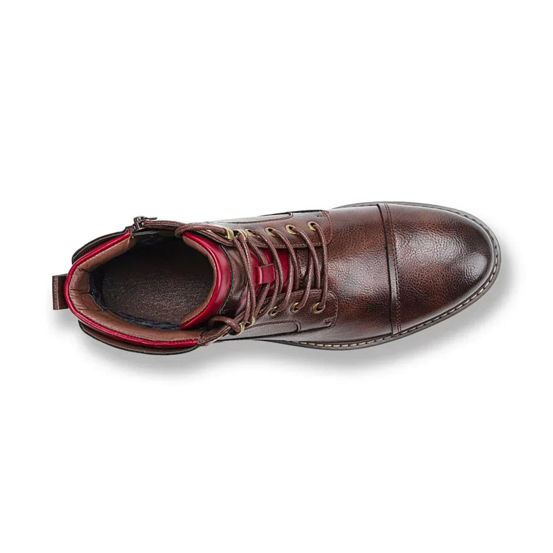 Men's Boots Leather Cap-Toe Lace-Up Side-Zip Oxford Ankle Boots