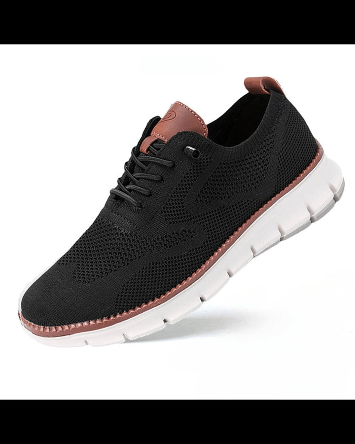Men's Breathable Knit Lace-Up Casual Everyday Sneakers - Black