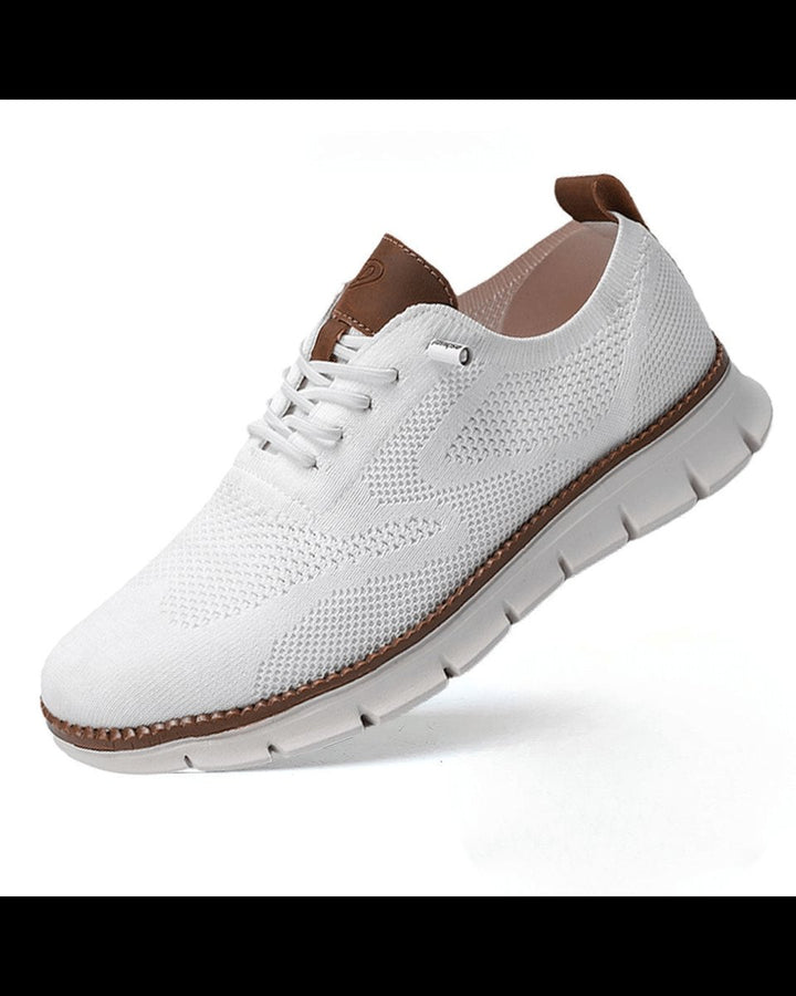 Men's Breathable Knit Lace-Up Casual Everyday Sneakers - White