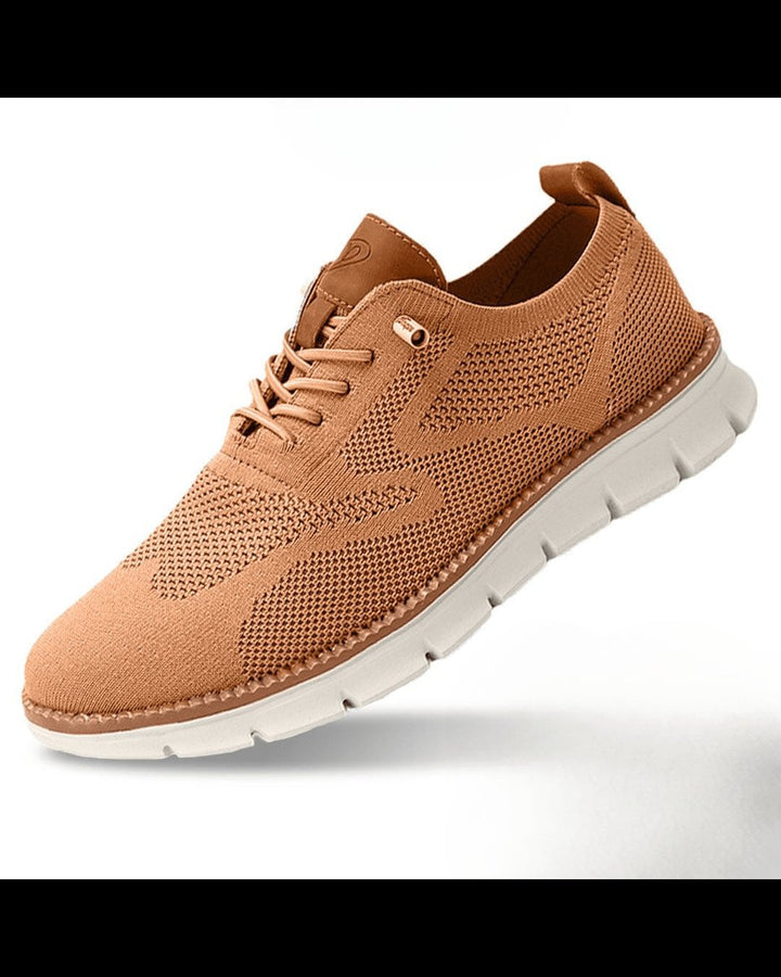 Men's Breathable Knit Lace-Up Casual Everyday Sneakers - Caramel