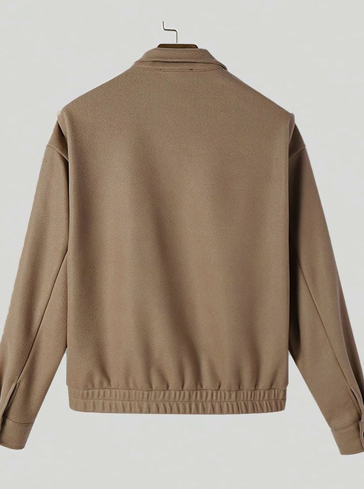 Men's Button-Front Wool-Look Bomber Jacket