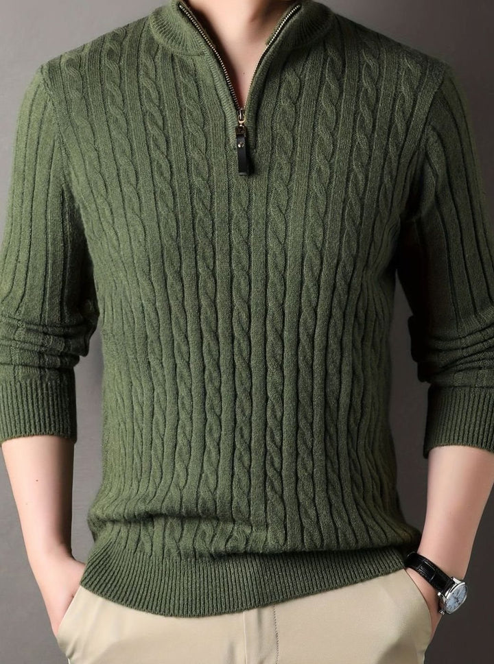 Men's Cable-Knit Half-Zip Warm Winter Sweater