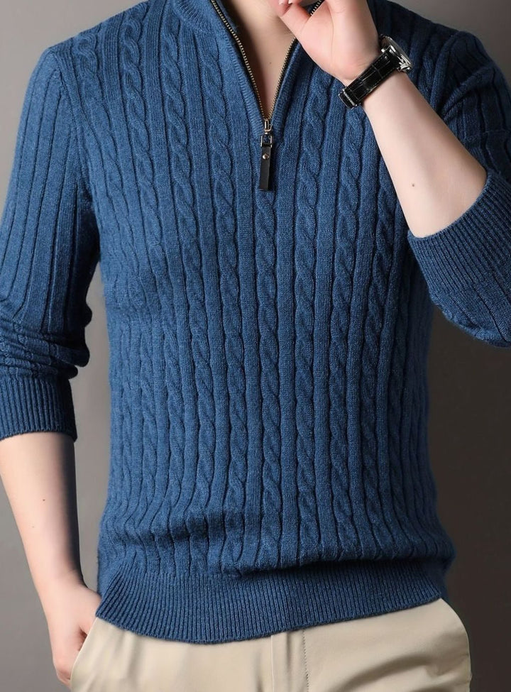 Men's Cable-Knit Half-Zip Warm Winter Sweater
