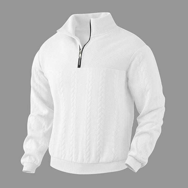 Men's Cable-Knit Quarter-Zip Pullover Sweater - White