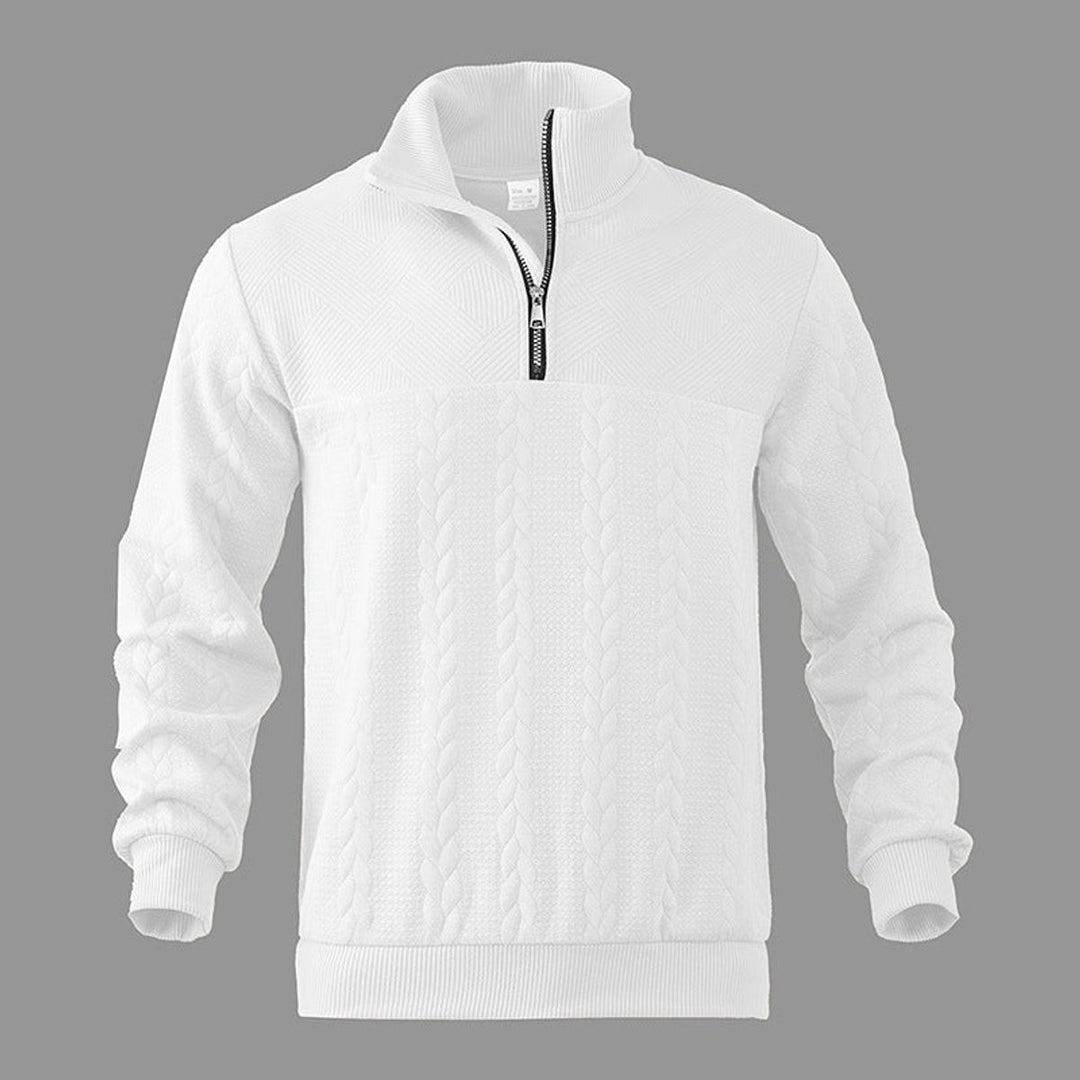 Men's Cable-Knit Quarter-Zip Pullover Sweater