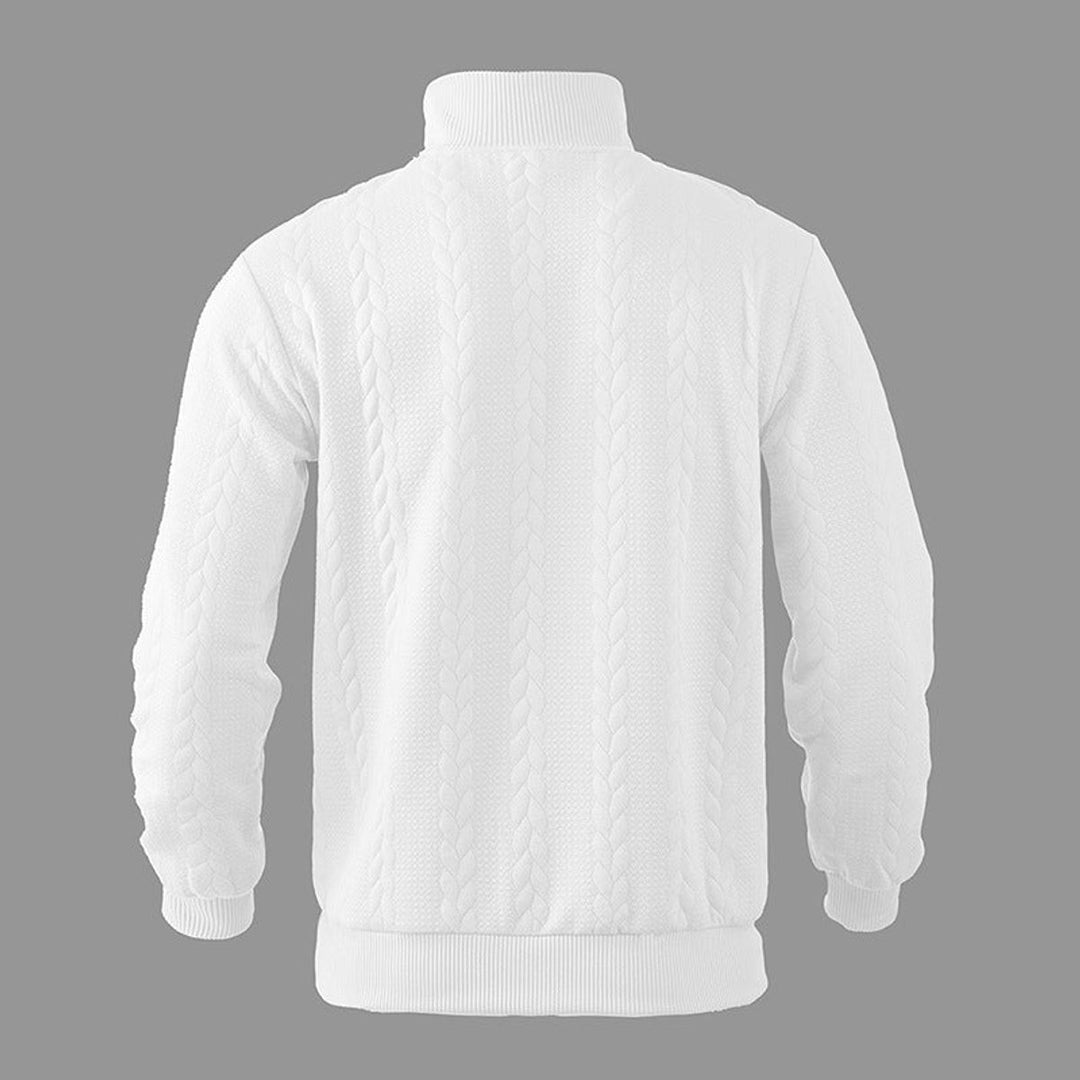 Men's Cable-Knit Quarter-Zip Pullover Sweater