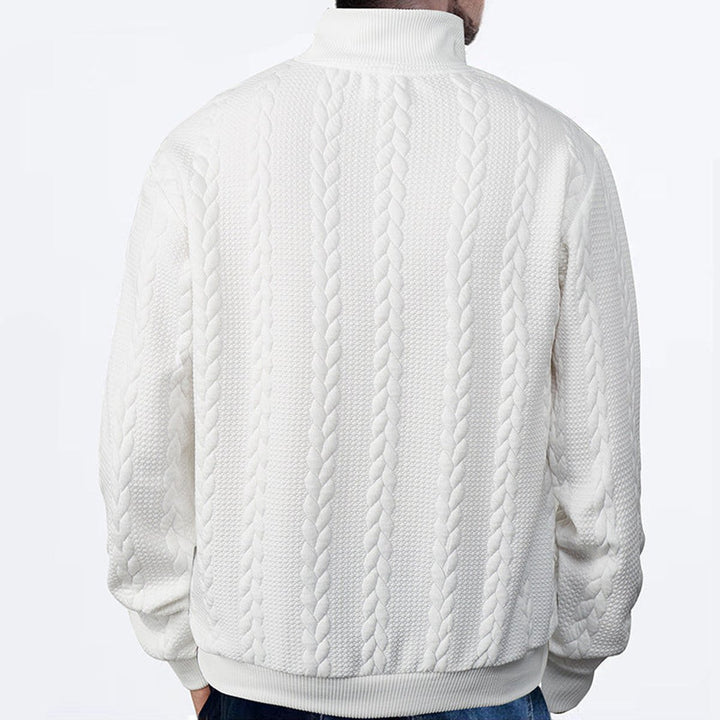 Men's Cable-Knit Quarter-Zip Pullover Sweater