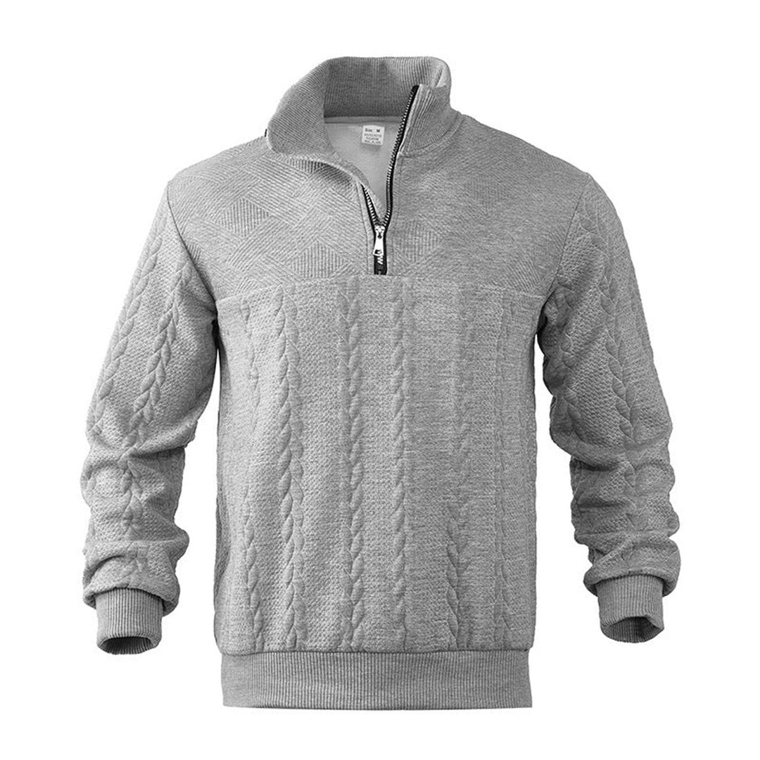 Men's Cable-Knit Quarter-Zip Pullover Sweater