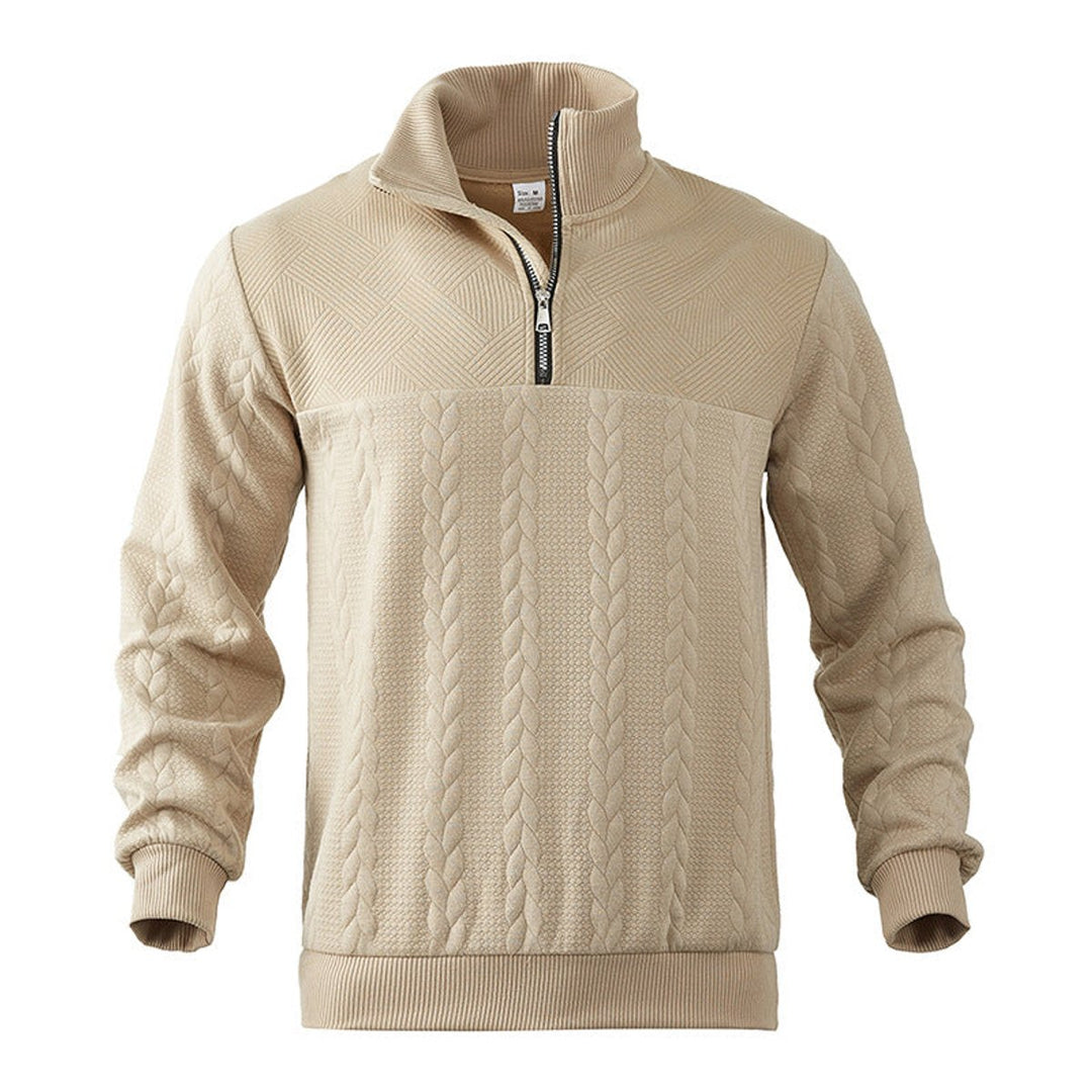 Men's Cable-Knit Quarter-Zip Pullover Sweater
