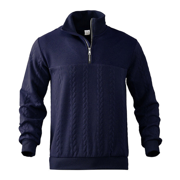 Men's Cable-Knit Quarter-Zip Pullover Sweater