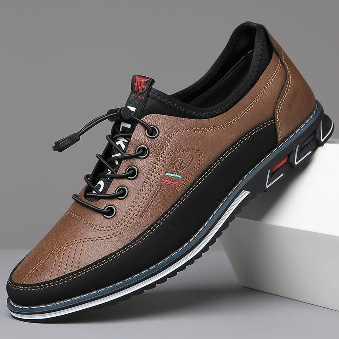 Men's Casual Lace-Up Faux Leather Comfort Sneakers - Chestnut Tan