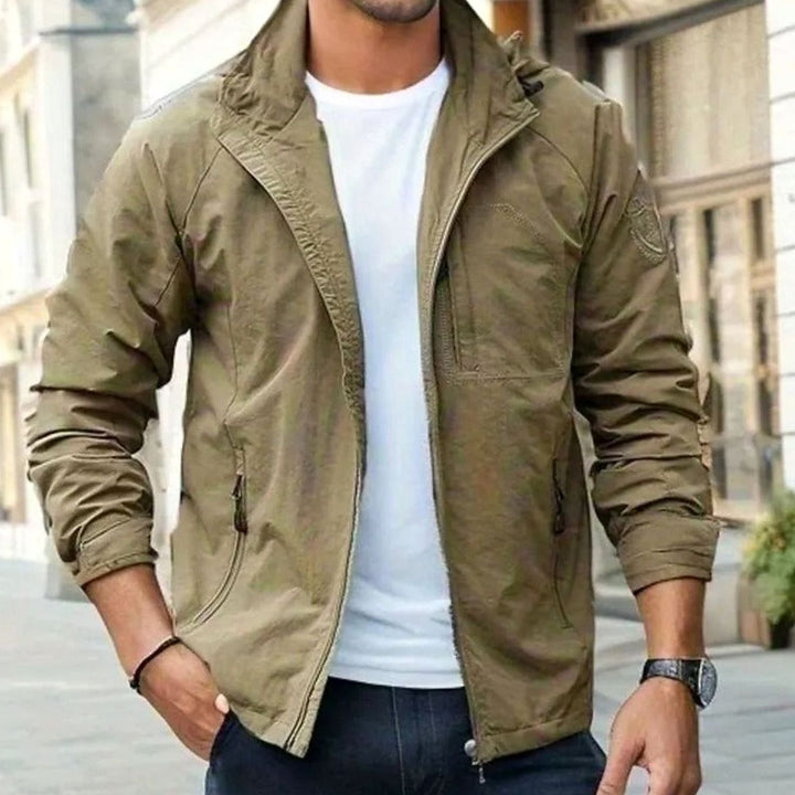 Men's Casual Long Sleeve Zip-Up Street Jacket - Brown