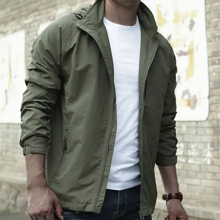 Men's Casual Long Sleeve Zip-Up Street Jacket - Green