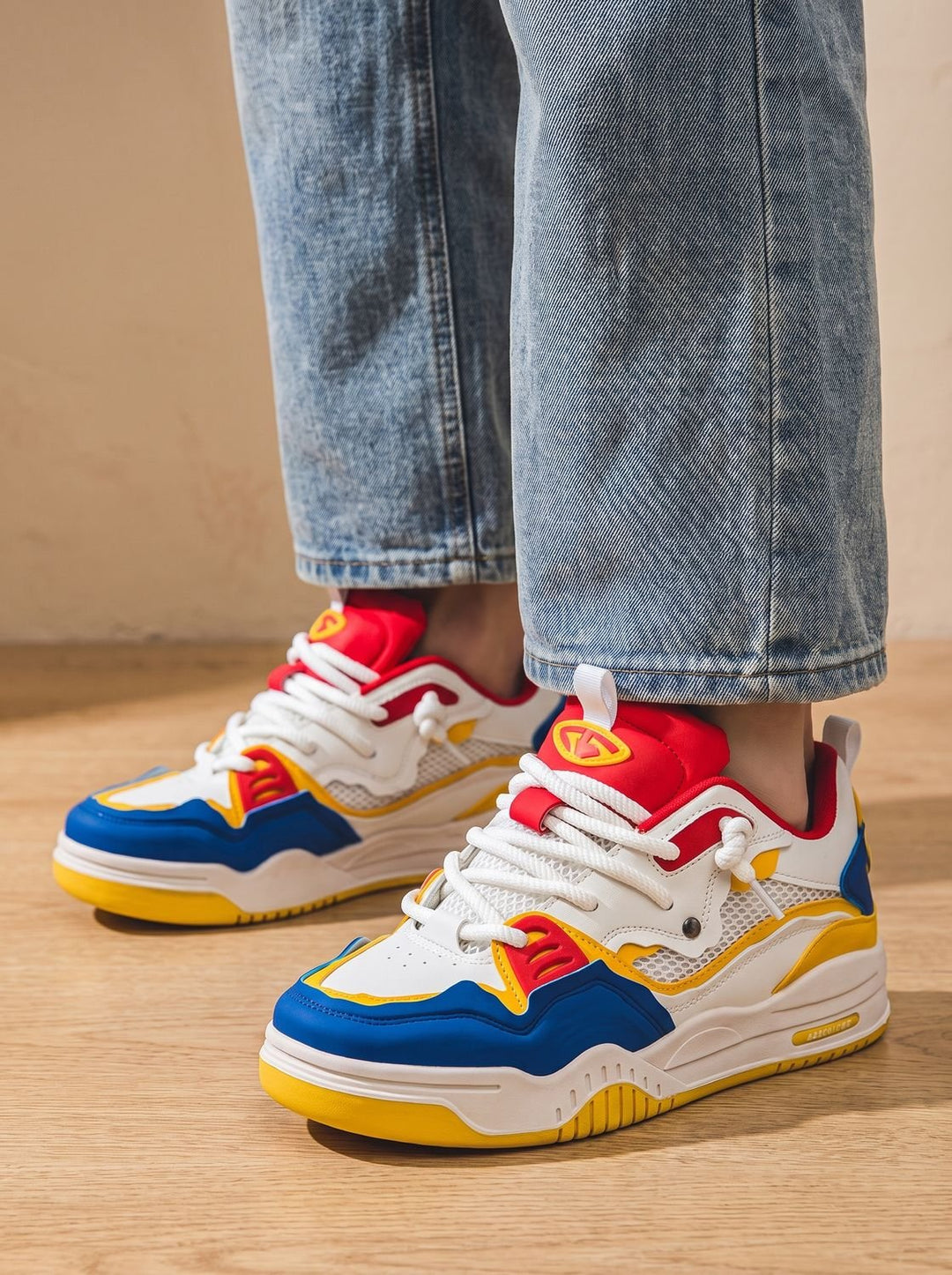 Men's Chunky Low-Top Lace-Up Casual Sneakers - Yellow