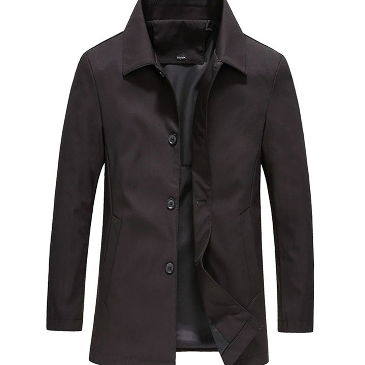 Men's Classic Button-Up Lightweight Jacket Tailored Fit - Black
