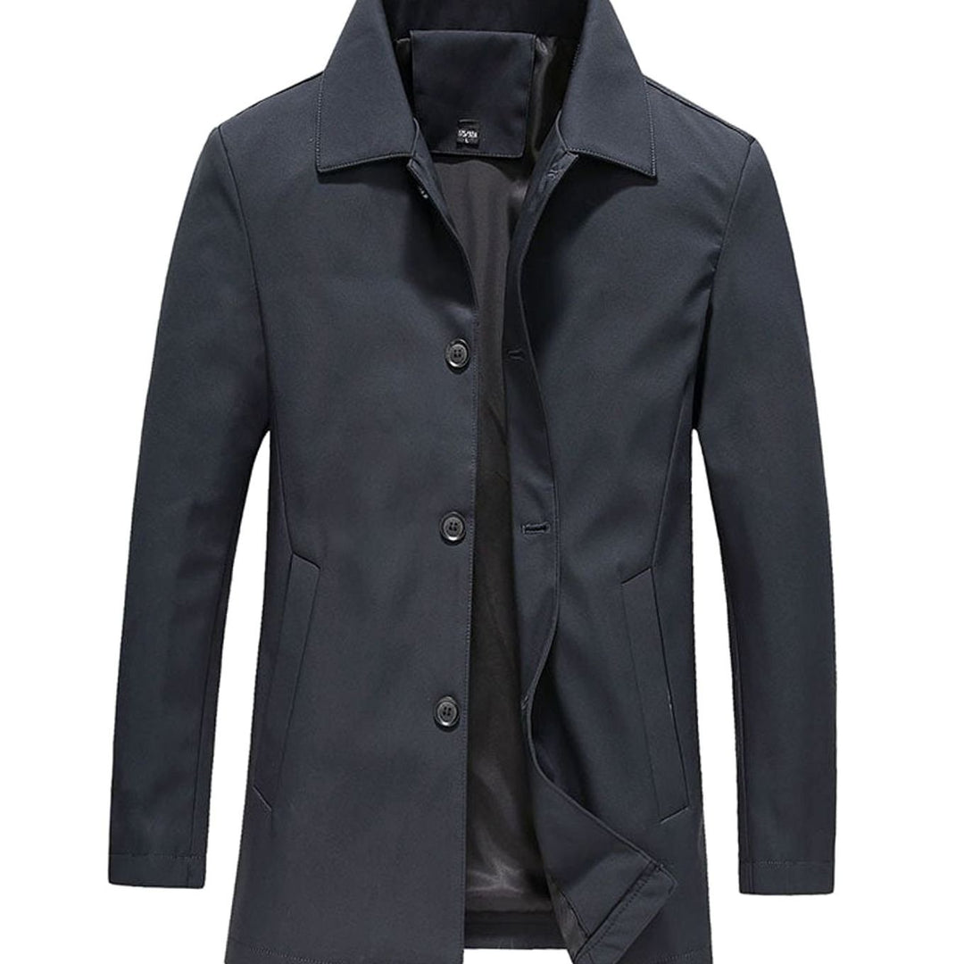 Men's Classic Button-Up Lightweight Jacket Tailored Fit - Navy Blue