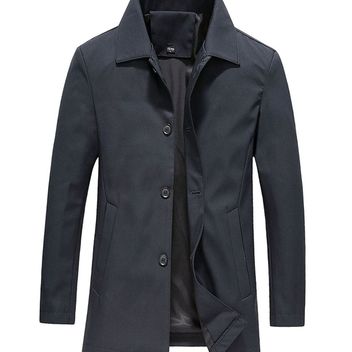 Men's Classic Button-Up Lightweight Jacket Tailored Fit - Navy Blue