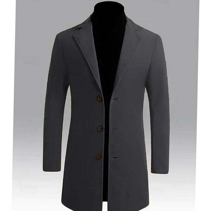 Men's Classic Long Wool Coat Single-Breasted Overcoat