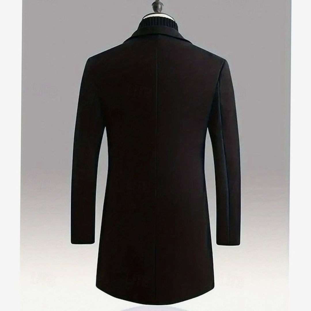 Men's Classic Long Wool Coat Single-Breasted Overcoat