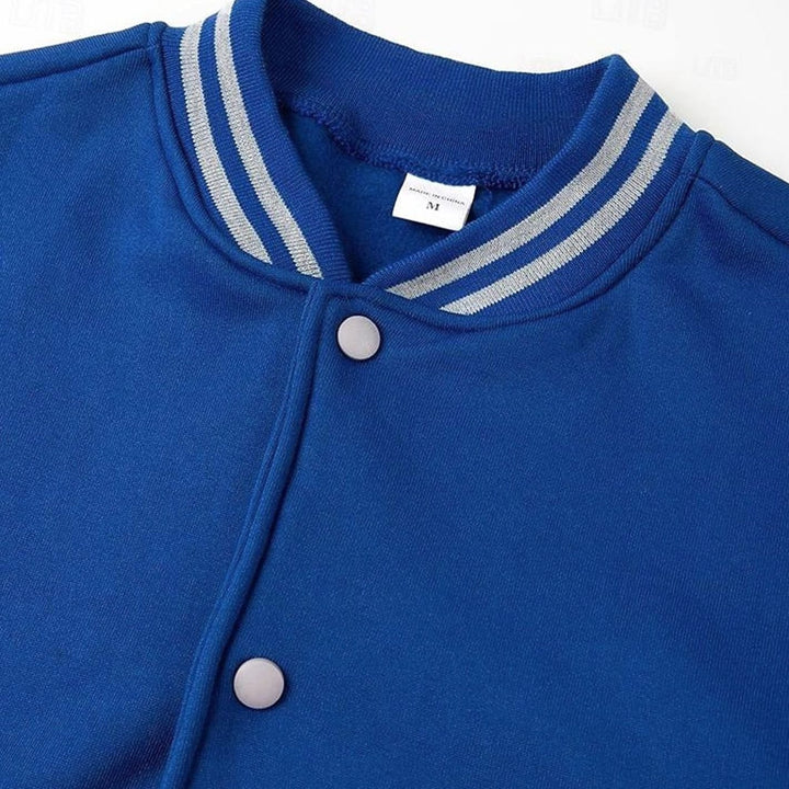 Men's Classic Varsity Bomber Jacket Snap-Button Ribbed Collar