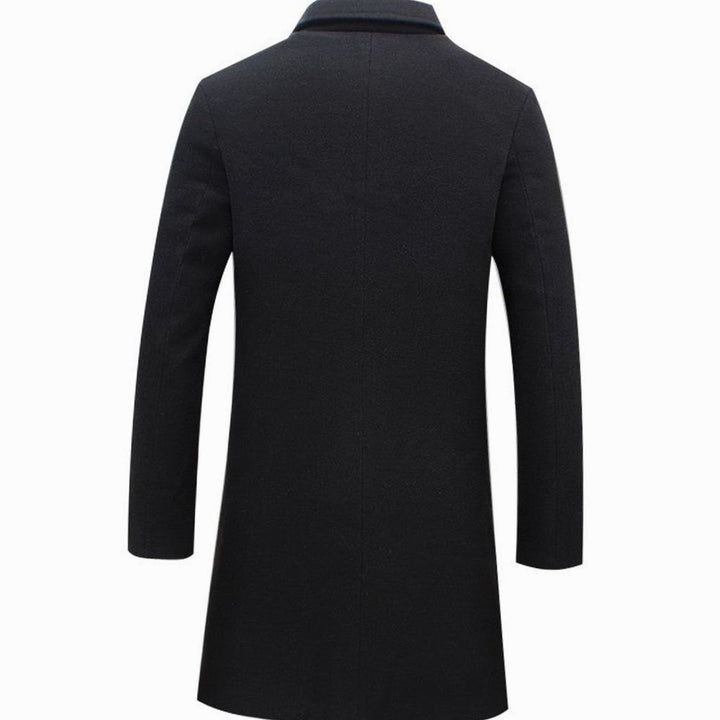 Men's Cold Weather Wool-Blend Single-Breasted Longline Overcoat