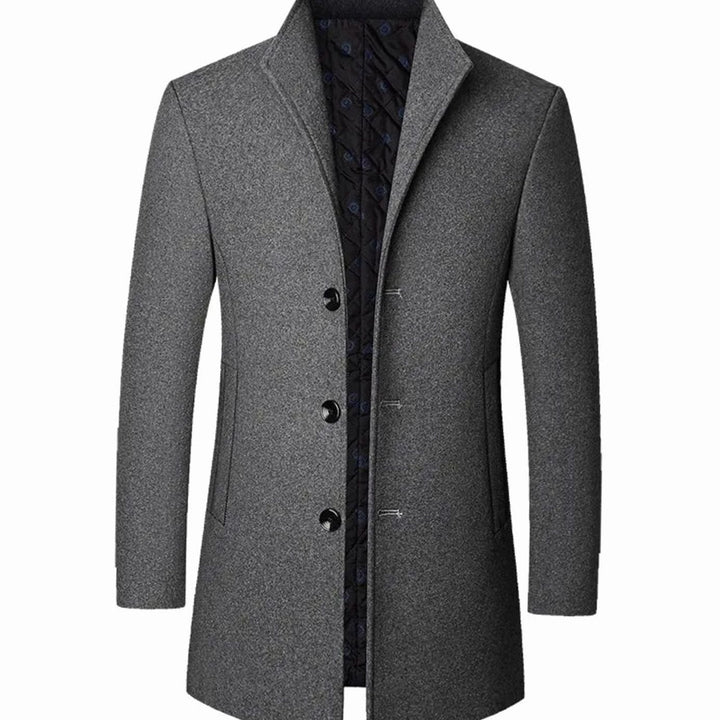 Men's Cold Weather Wool Blend Single-Breasted Overcoat - Grey