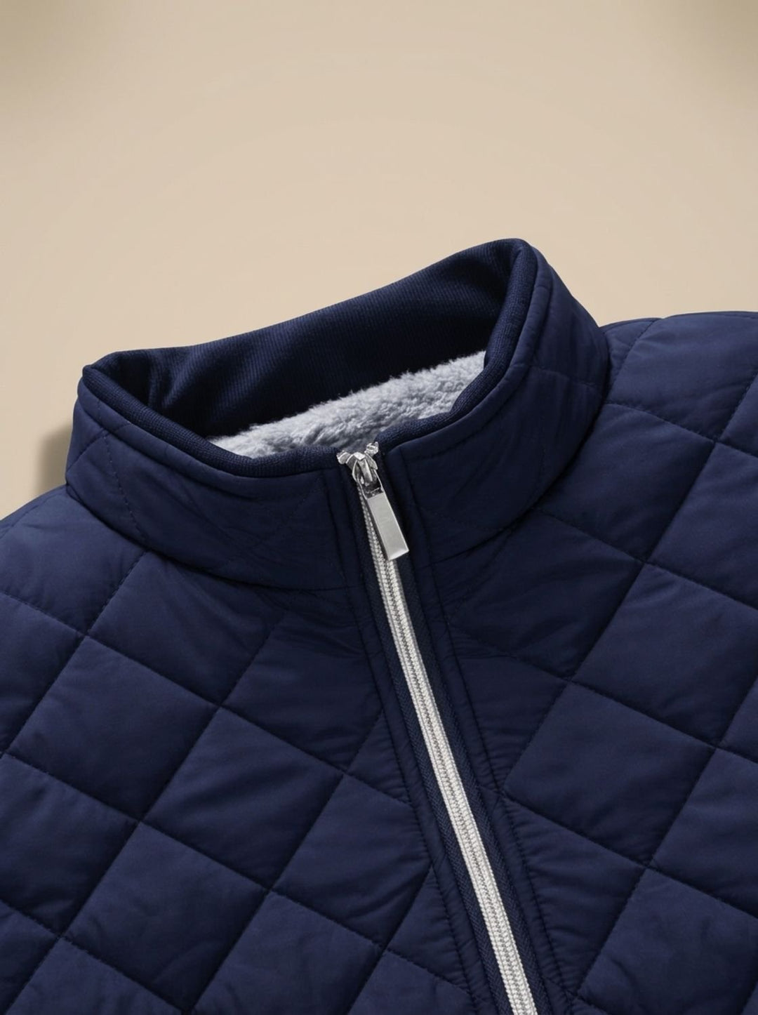 Men's Diamond-Quilted Fleece-Lined Zip-Up Winter Jacket