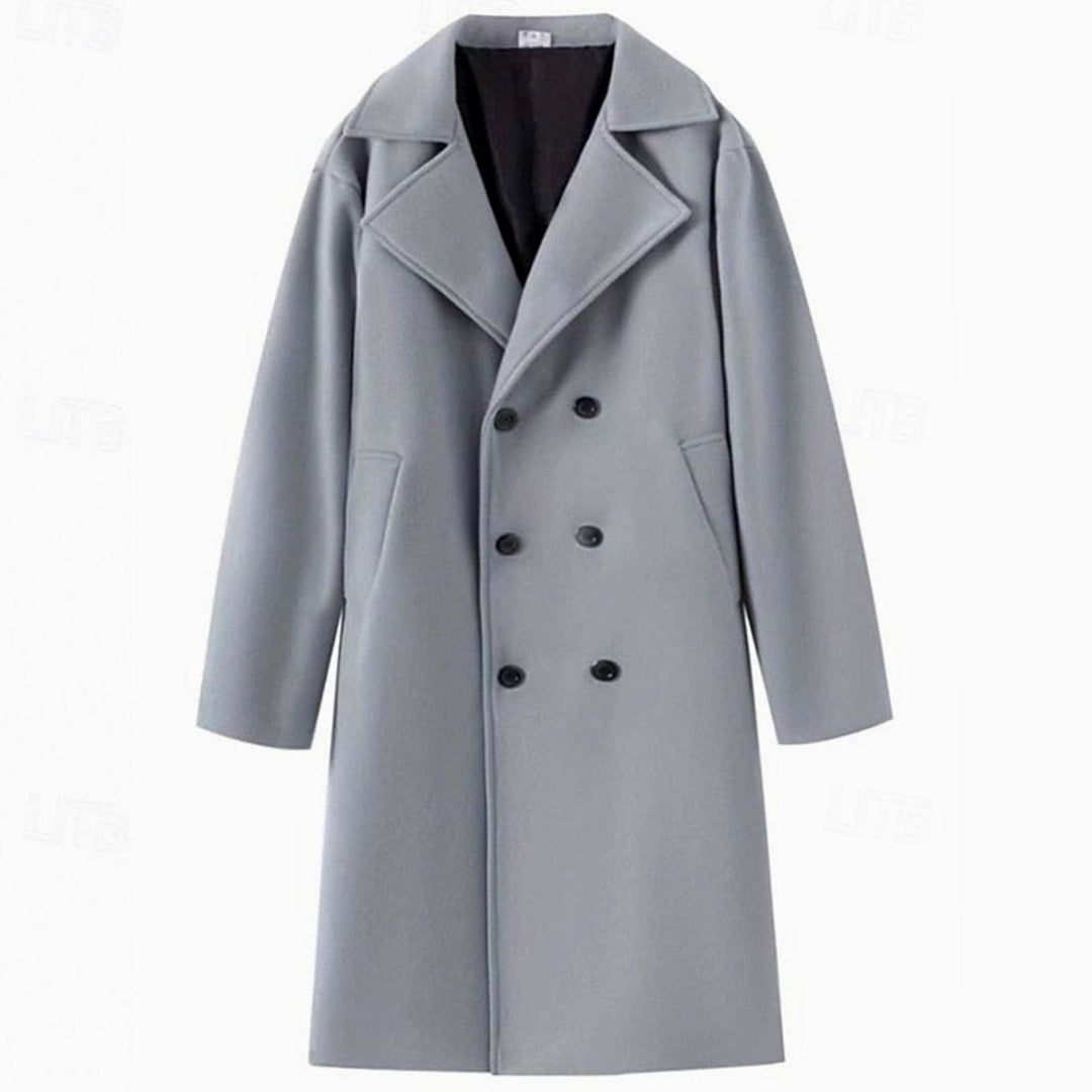 Men's Double-Breasted Tailored Long Wool Coat