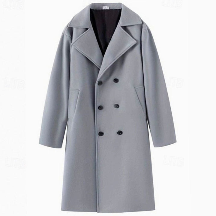 Men's Double-Breasted Tailored Long Wool Coat