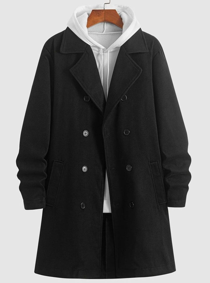 Men's Double-Breasted Tailored Wool Overcoat
