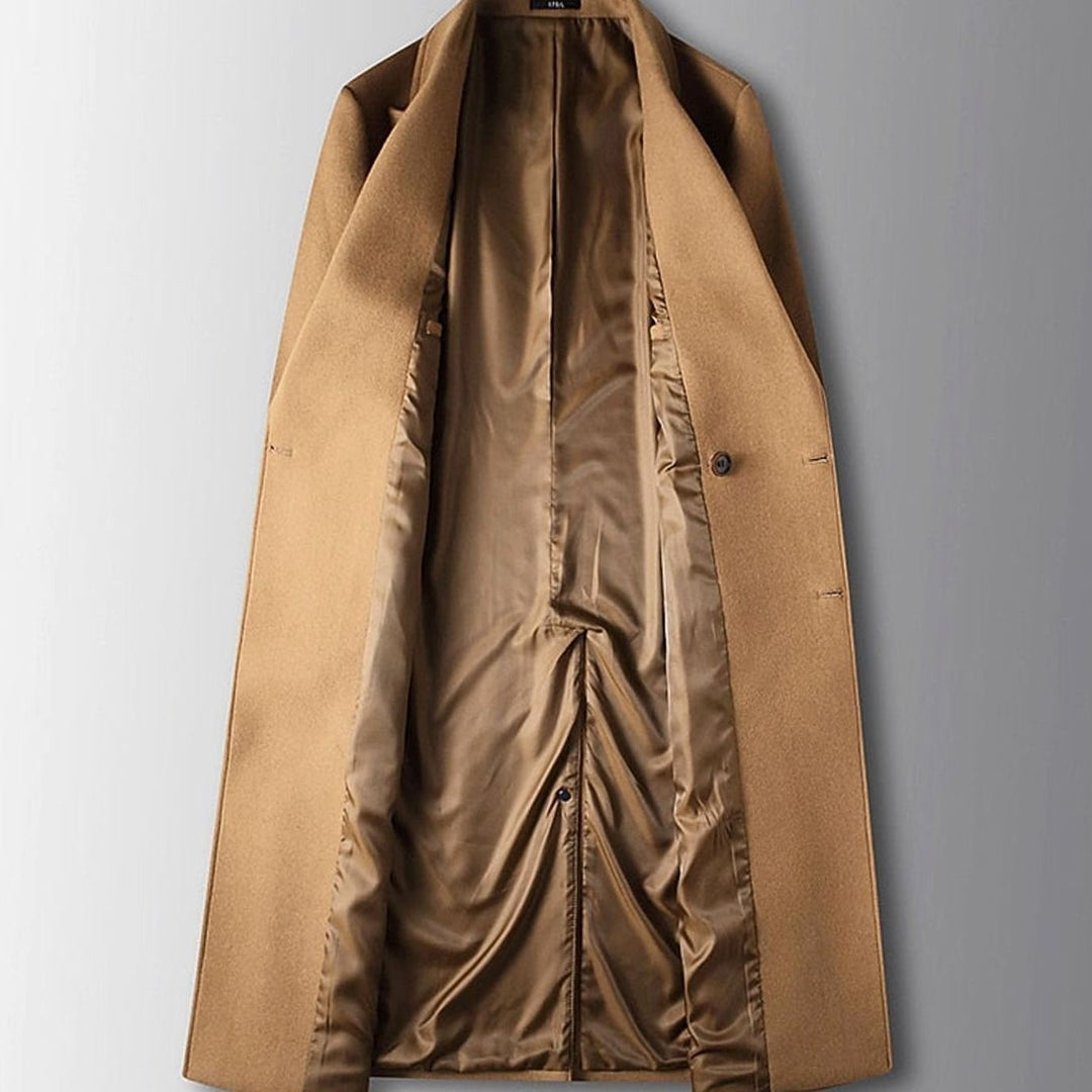 Men's Double-Breasted Wool Overcoat Long Tailored Coat