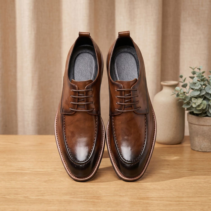 Men's Dual-Tone Burnished Split Leather Derby Dress Shoes