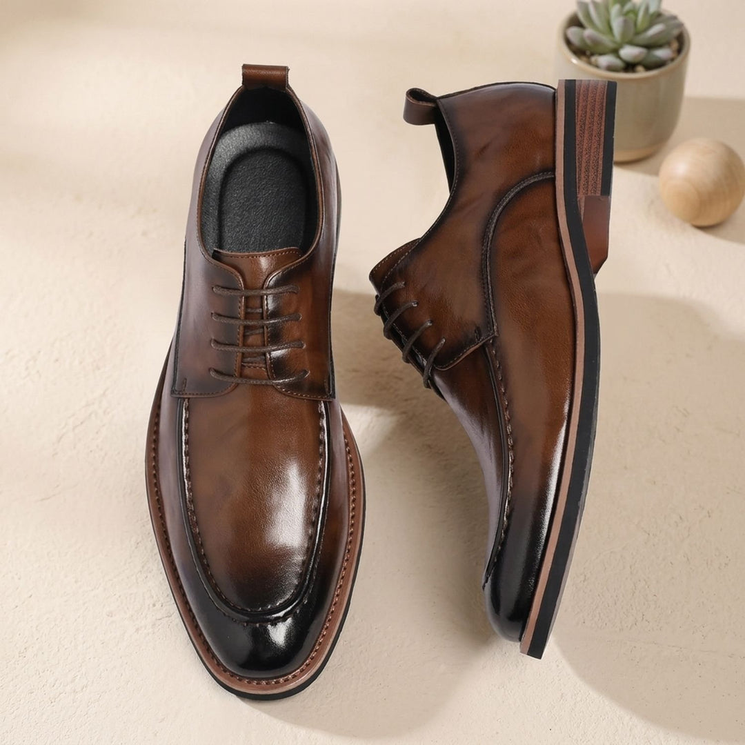 Men's Dual-Tone Burnished Split Leather Derby Dress Shoes