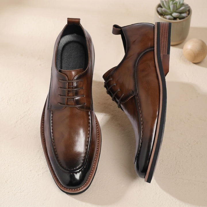 Men's Dual-Tone Burnished Split Leather Derby Dress Shoes
