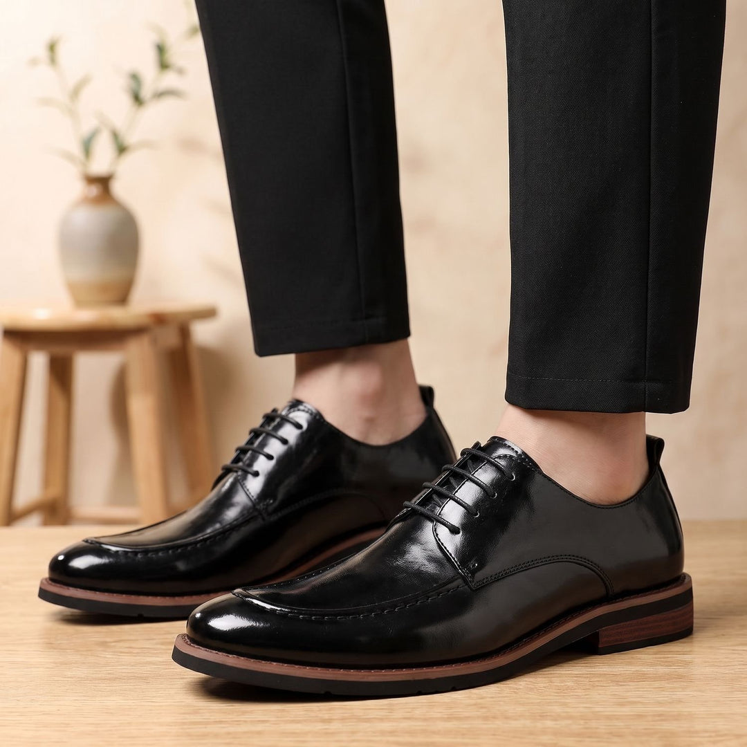 Men's Dual-Tone Burnished Split Leather Derby Dress Shoes