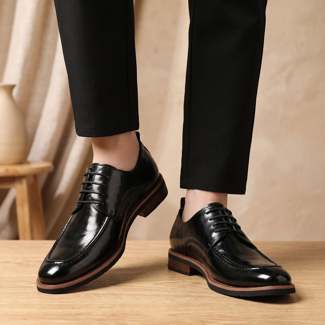 Men's Dual-Tone Burnished Split Leather Derby Dress Shoes