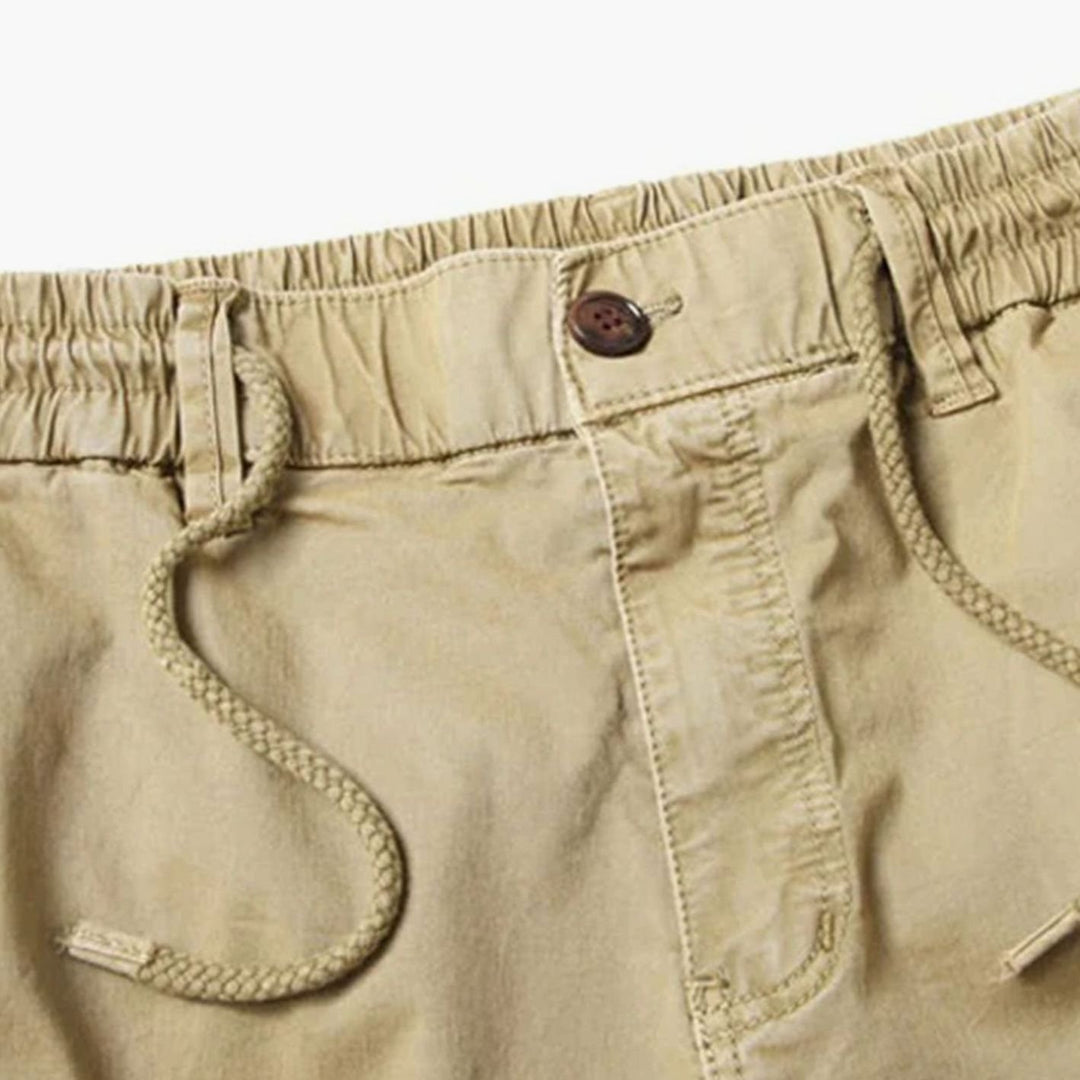 Men's Elastic Waist Cargo Jogger Pants Ribbed-Cuff Tapered Fit
