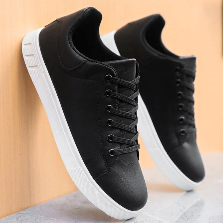 Men's Faux Leather Lace-Up Low Top Classic Sneakers