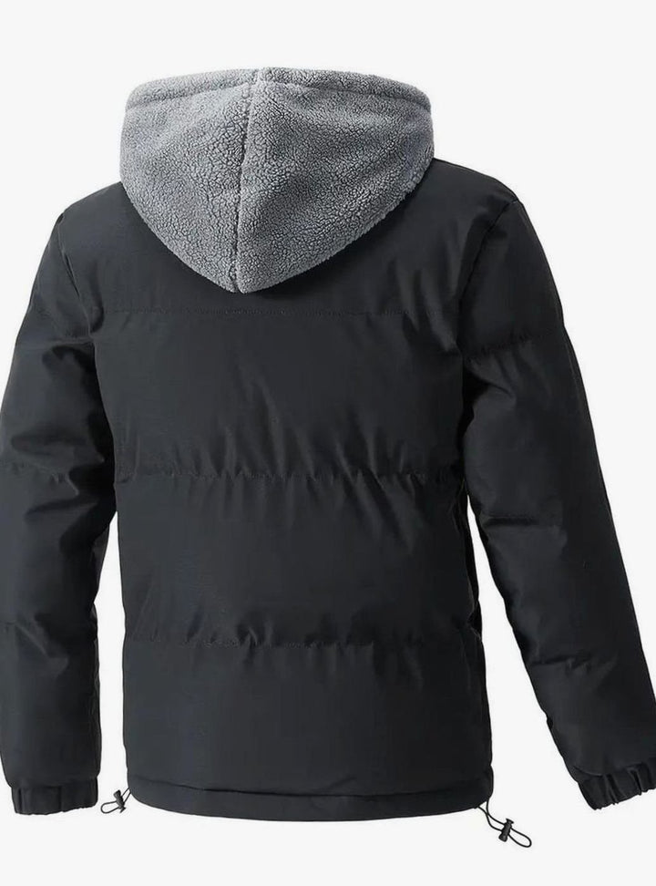 Men's Fleece-Lined Hooded Puffer Street Style Jacket