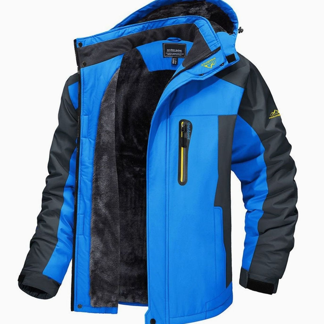 Men's Fleece-Lined Insulated Hooded Heavy-Duty Winter Jackets - Light Blue