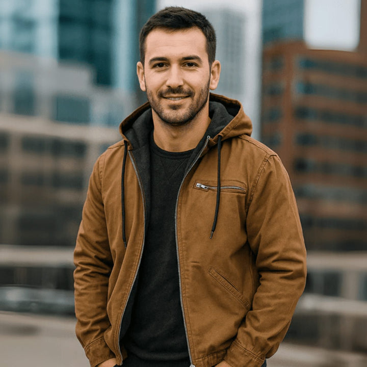 Men's Fleece-Lined Zip-Up Hooded Jacket