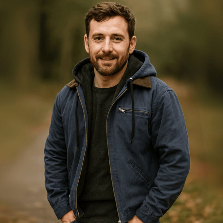 Men's Fleece-Lined Zip-Up Hooded Jacket