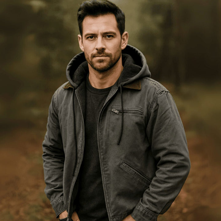 Men's Fleece-Lined Zip-Up Hooded Jacket