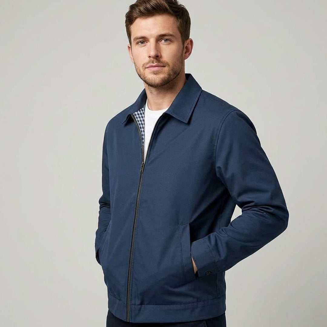 Men's Harrington Bomber Jacket Checked Lining Shirt Collar
